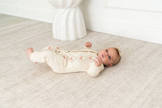Viverano Organics - Evie Bow Pointelle Knit Baby Jumpsuit (Organic Cotton)