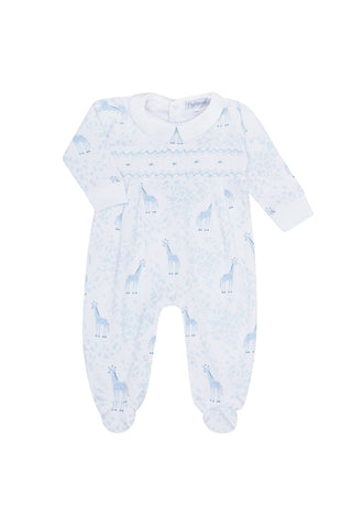 Nellapima - Blue Giraffe Print Smocked Footie
