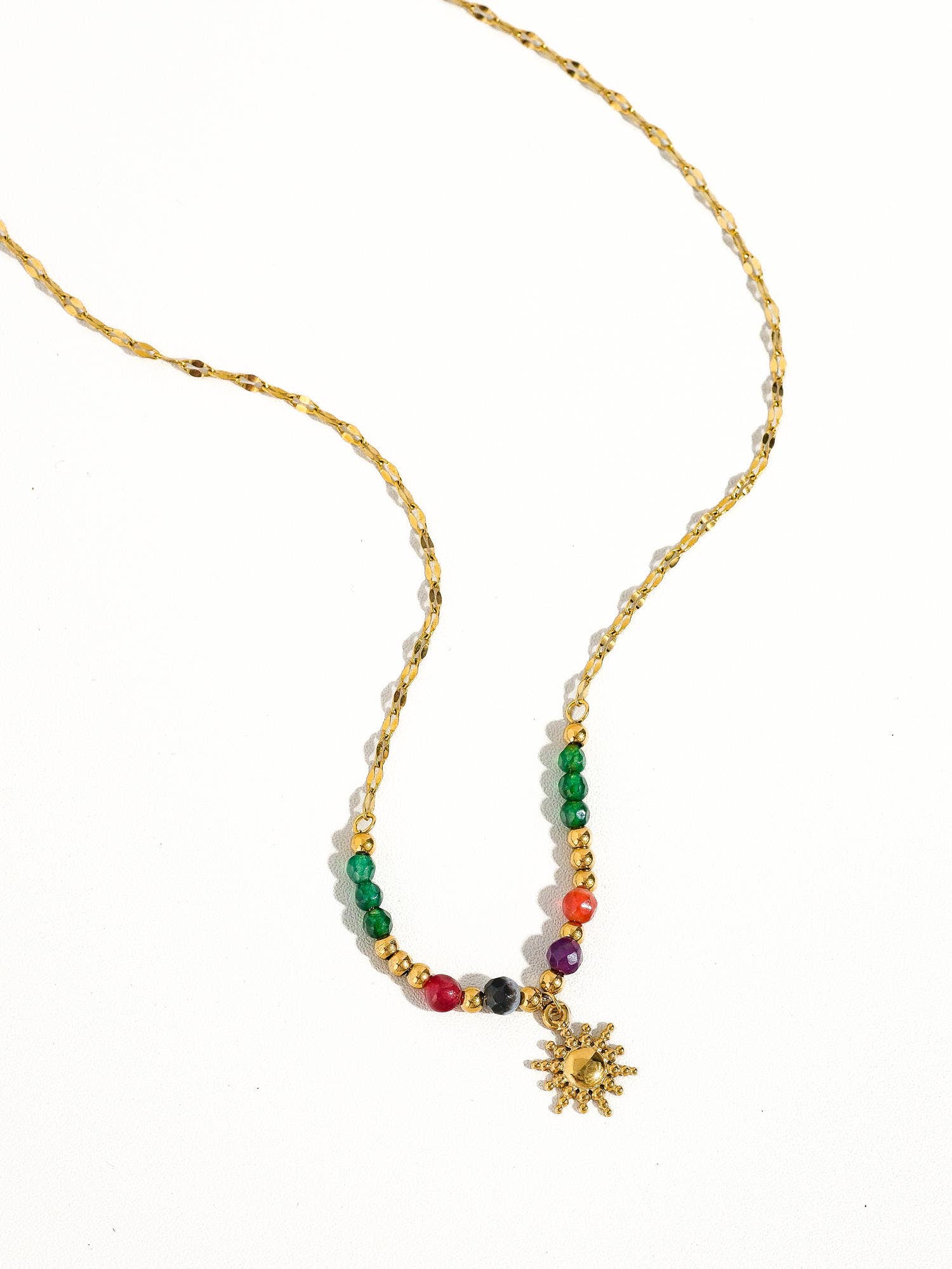Image of Olimpia 18K Gold Sun Necklace with Beads