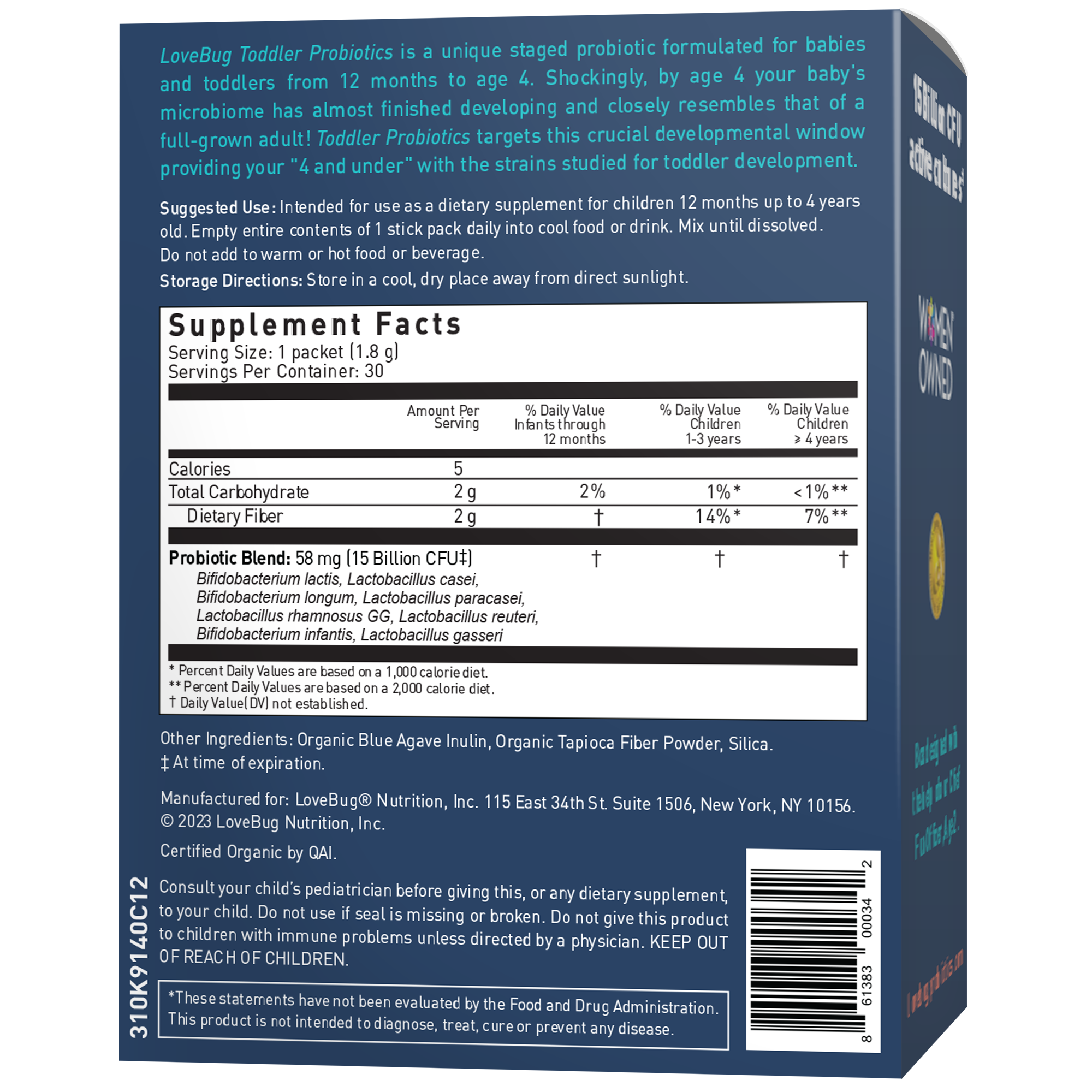 Image of LoveBug Probiotics - Toddler Probiotics 12 months - 4 Years Organic (Powder)