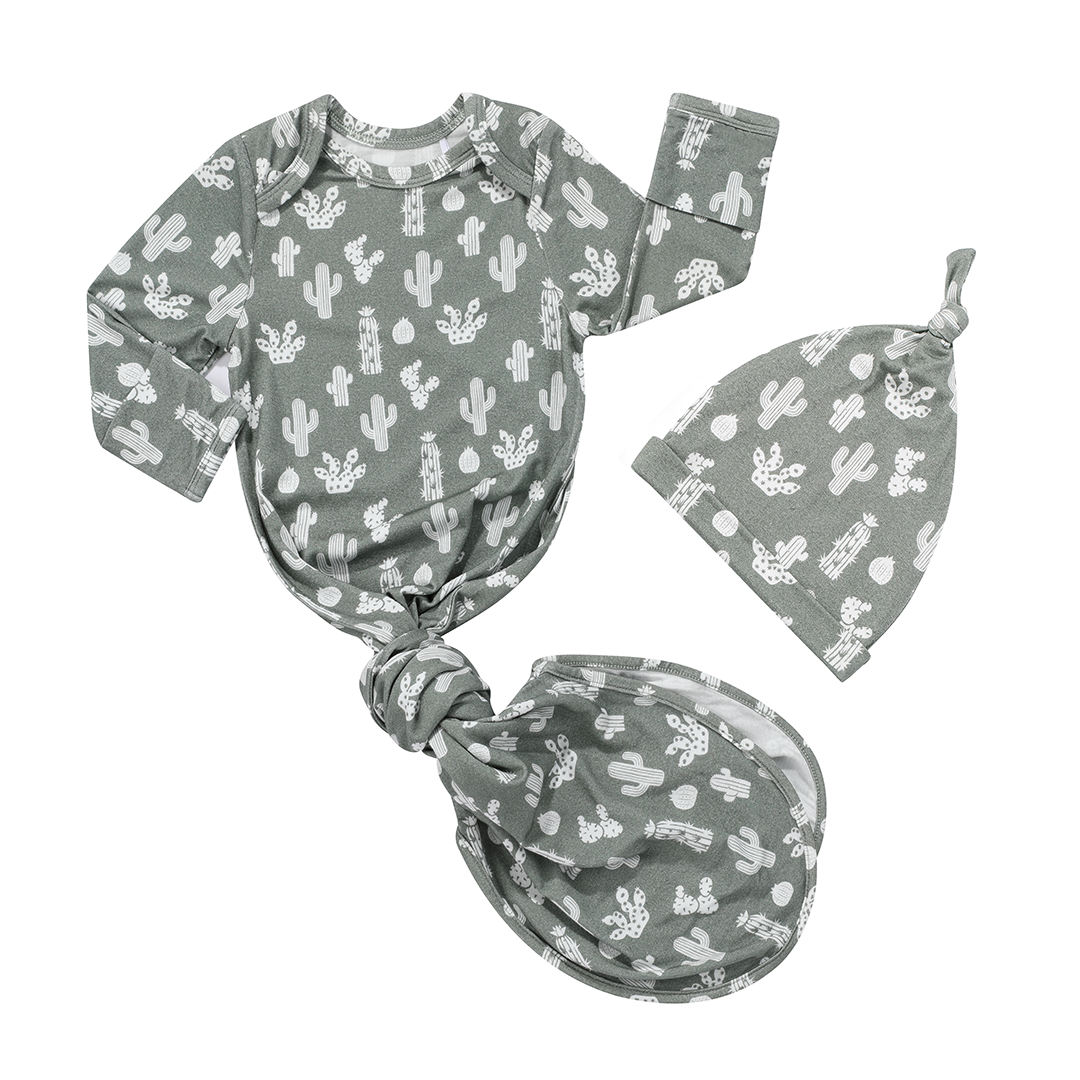 Image of Stay Sharp Bamboo Newborn Gown and Hat Baby Gift Set