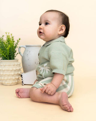 Viverano Organics - Palm Trees Embroidered Baby Shirt & Shorts Set (Organic)