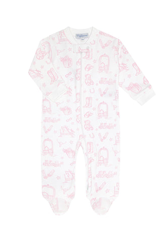 Nellapima - Pink Lone Star Toile Zipper Footie