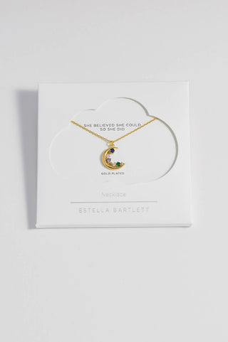 Multi CZ Moon Necklace