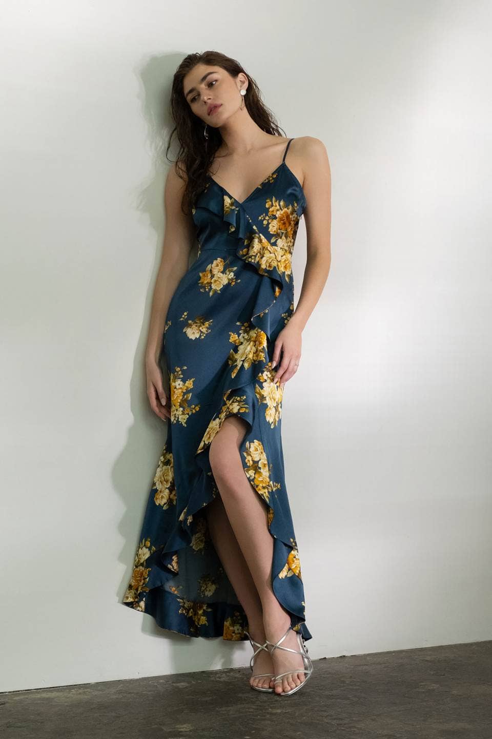 Floral Sleeveless Ruffle Wrap Dress