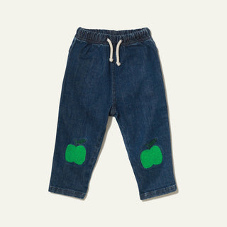 Denim Green Apple Patch Baby Pant