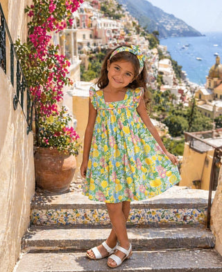 Marco and Lizzy - Positano Leons print Girl's ruffle dress