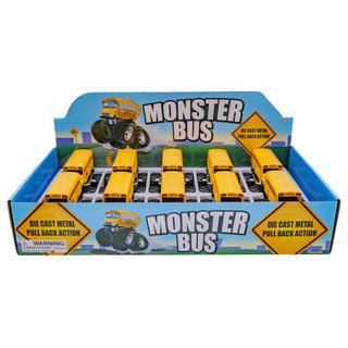 Toysmith - Monster School Bus, Pull Back Action, Die-Cast