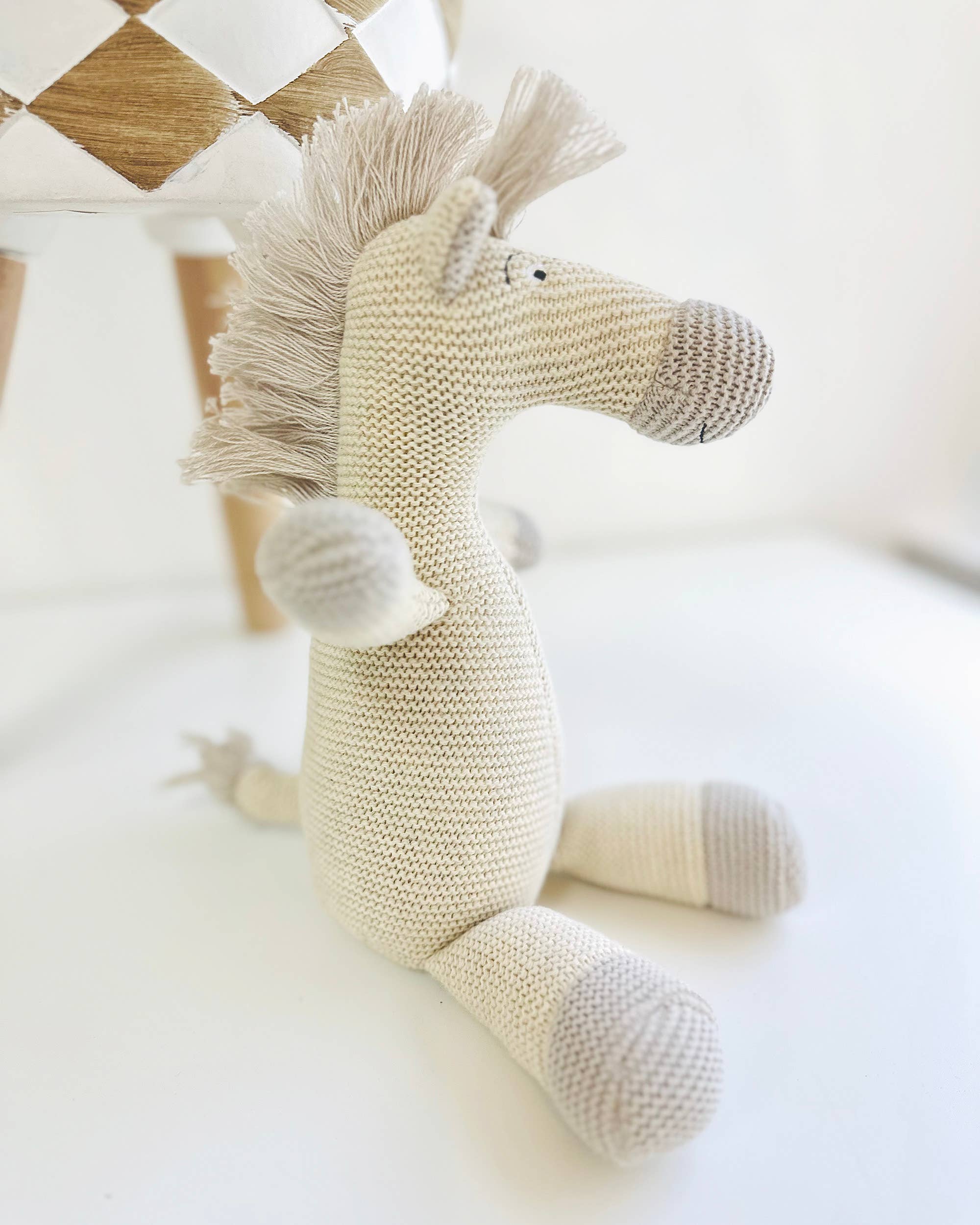 Image of Viverano Organics - Horse Knit Stuffed Animal Soft Baby Toy (Organic Cotton)