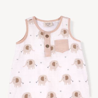 Elephant Henley Baby Romper