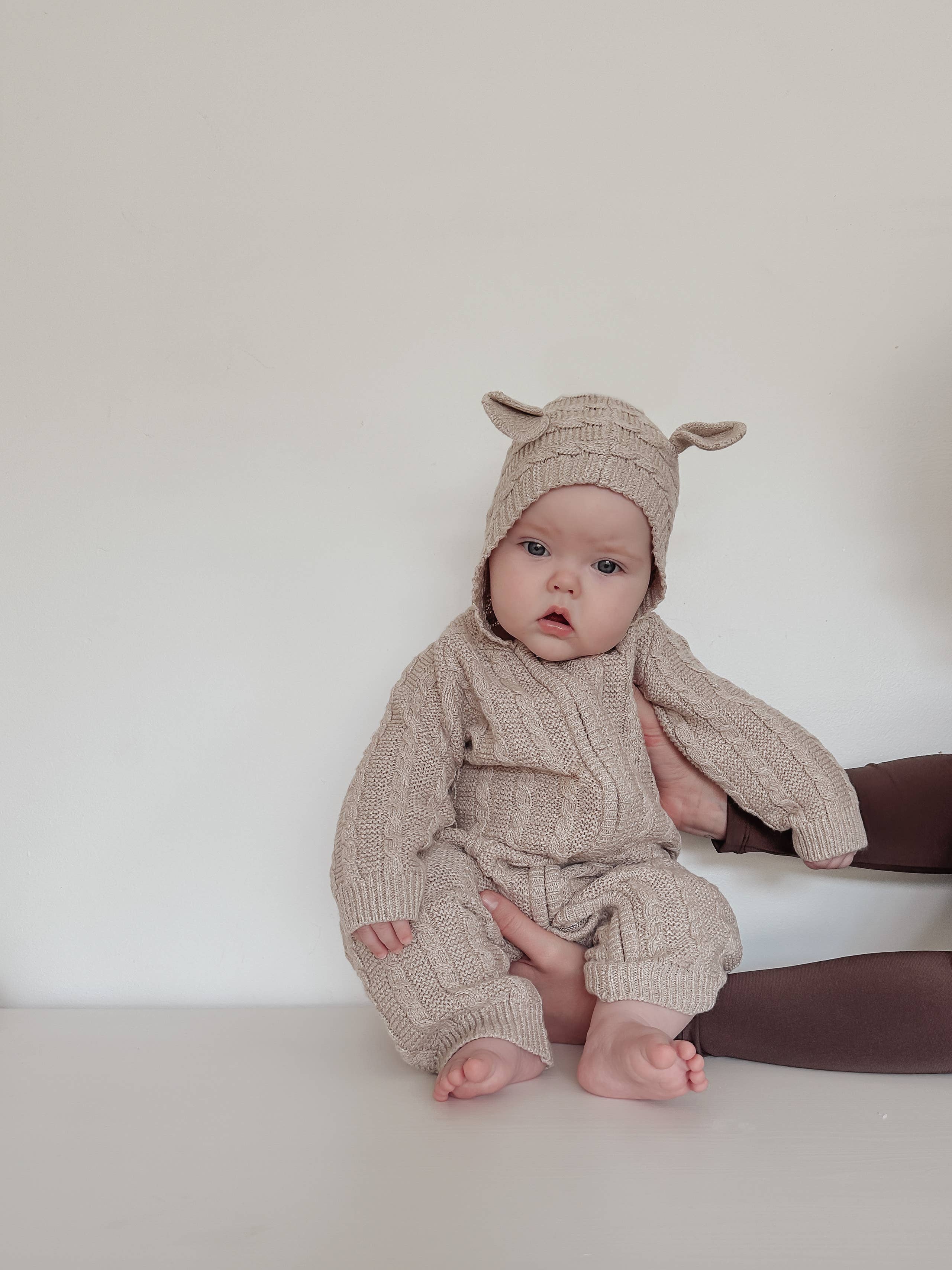 Luna + Luca - Luna + Luca Baby Bear Jumpsuit - Heather Beige: Heather Beige / 12-18m