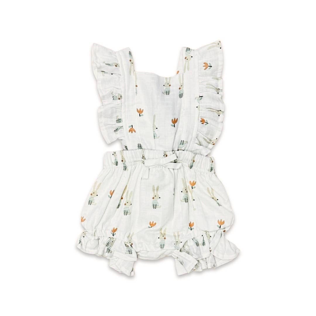Image of Bunny Ruffle Tie Back Short Romper