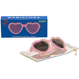 Babiators - Frosted Pink Heart | Purple Polarized Mirrored Lenses