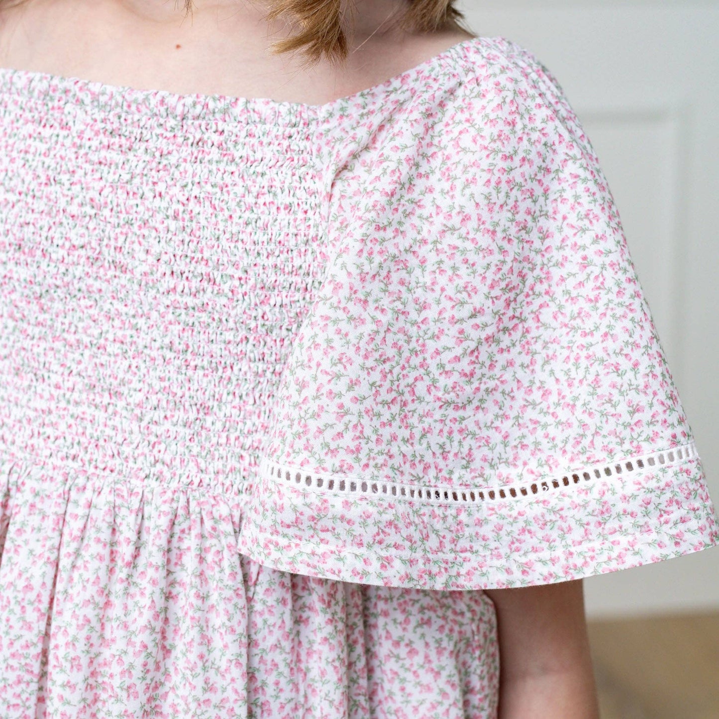 Hope and Henry - Organic Smocked Bell Sleeve Dress