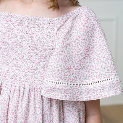 Hope and Henry - Organic Smocked Bell Sleeve Dress