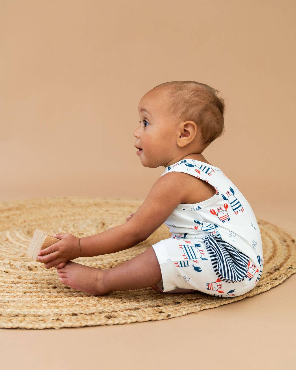 Viverano Organics - Nautical Crab Side Pocket Baby Romper (Organic Jersey)