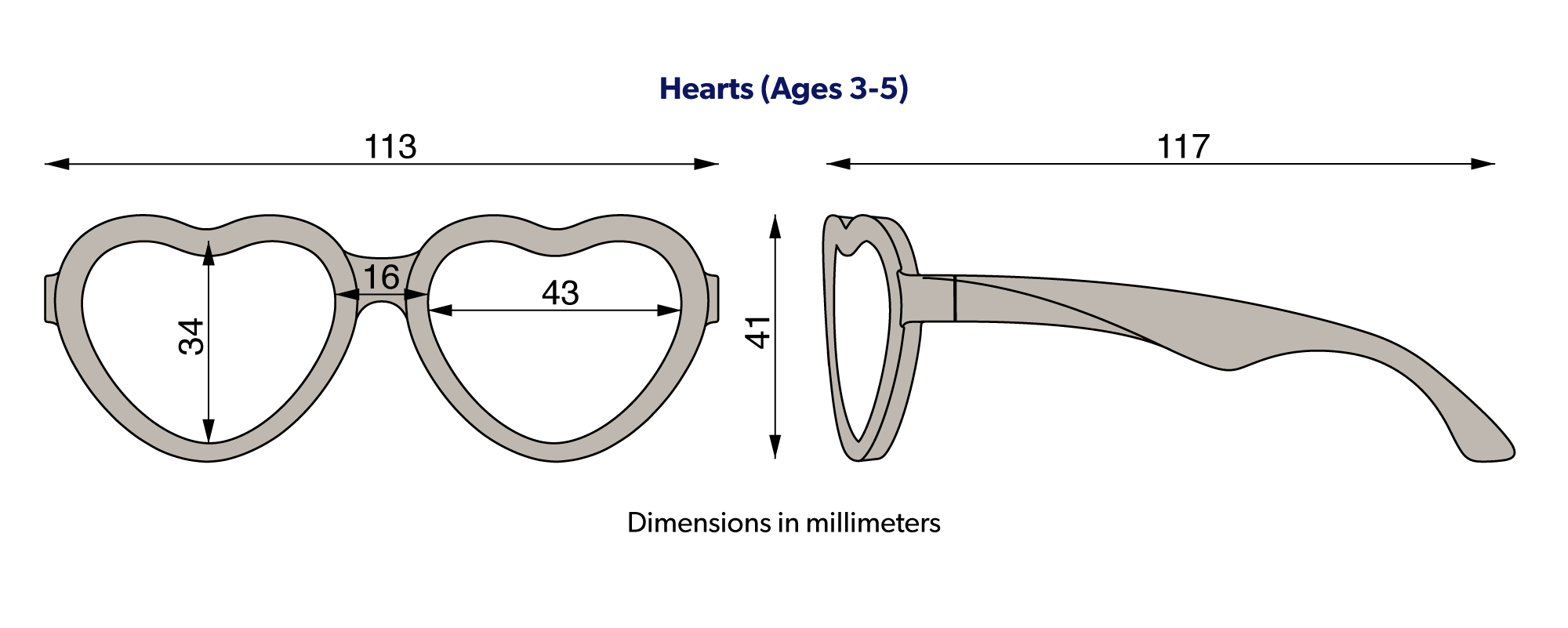 Babiators - Polarized Heart Sunglasses: Ages 3-5 / Sweetheart Heart