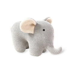 Image of Elephant Knit Stuffed Animal Soft Baby Toy (Organic Cotton)