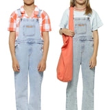 Unisex Dungarees w/ Green Logo - Washed Light Blue Denim