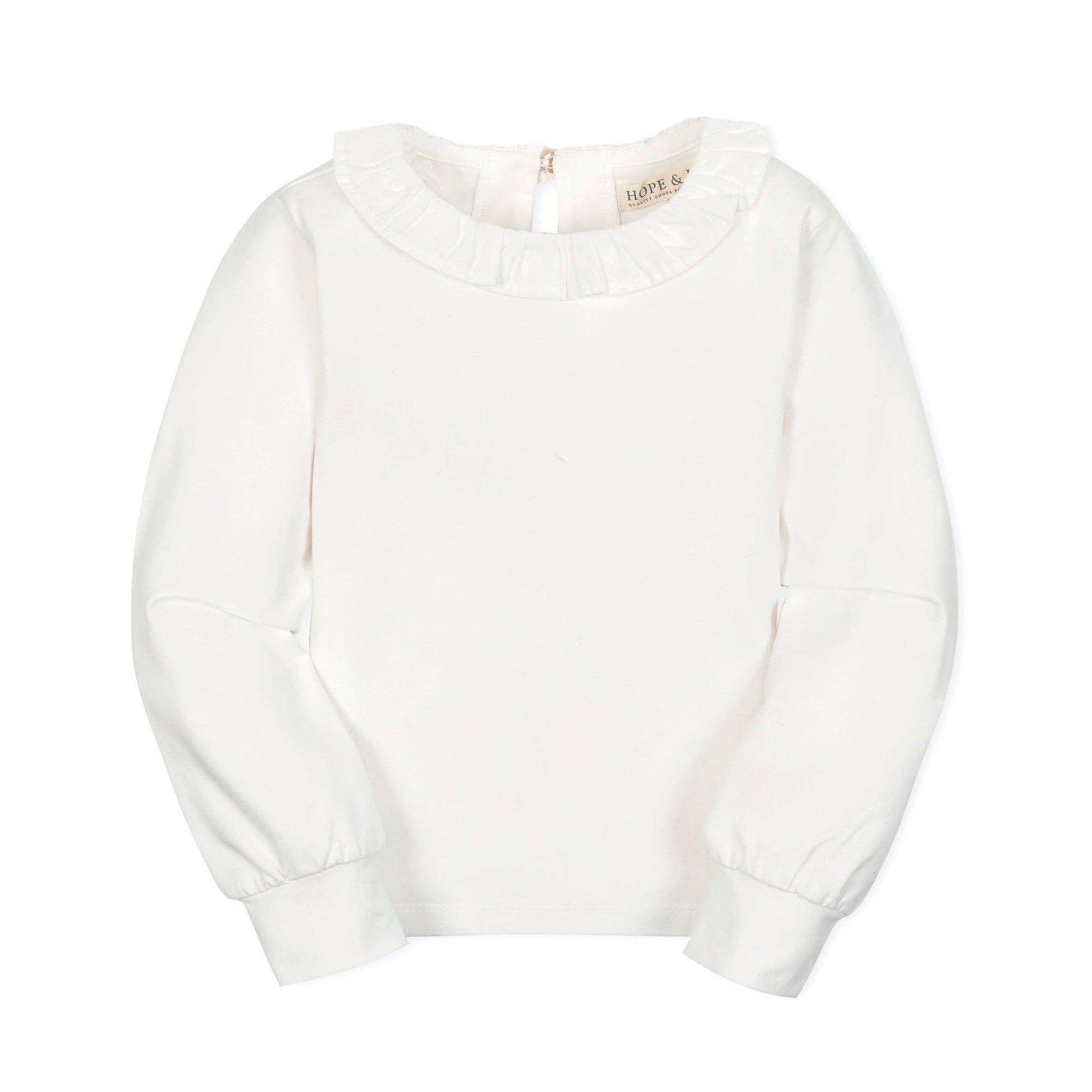 Organic Ruffle Collar Knit Top