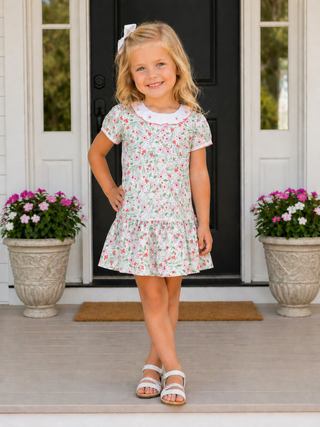 Marco and Lizzy - Cherry Blossoms Girl's Dropped Waist Dress