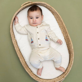 Viverano Organics - Sailboat Embroidered Pocket Baby Shirt & Pants (Organic)