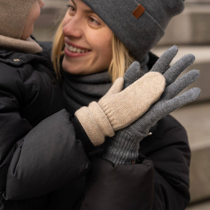 menique - Kids' Mittens Knitted Merino & Cashmere: 1-3 years / Dusty pink