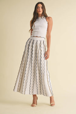 Image of Pleated Sweater Knit Maxi Skirt