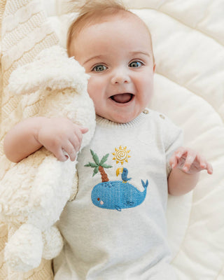 Whale & Bird Embroidered Baby Romper