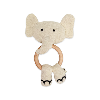 Viverano Organics - Elephant - Organic Stuffed Animal Baby Ring Rattle