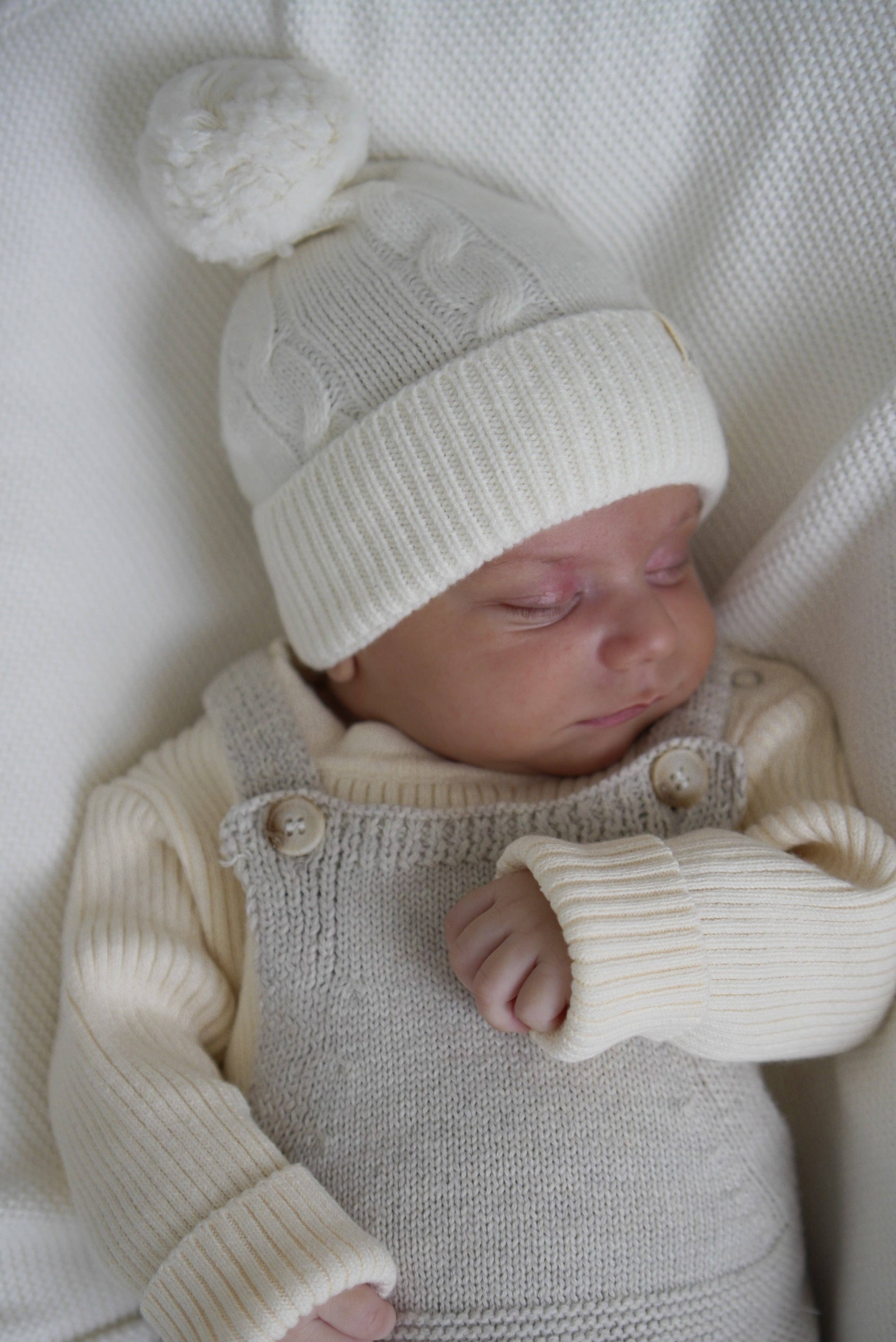 Luna + Luca - Luna + Luca Natural Knit Overalls: Natural / 3-6m
