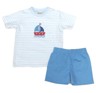 Marco and Lizzy - Sailboat Boys T Shirt Short Set