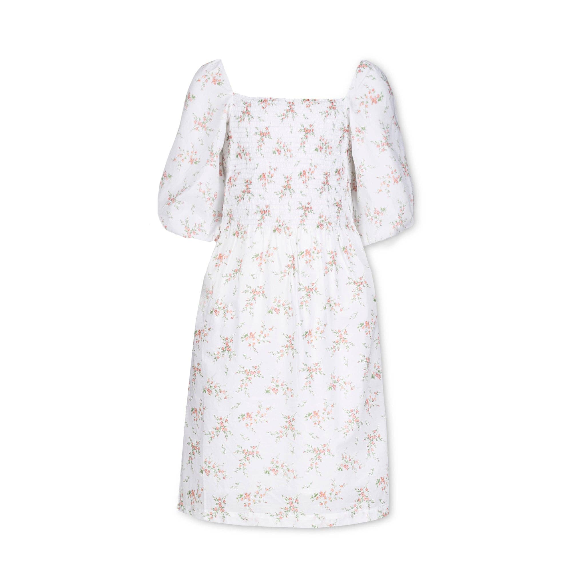 Image of Hope and Henry - Smocked Bubble Sleeve Organic Dress