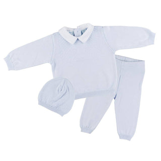 Feltman Brothers - Baby Boys Pique Collar Diamond Knit 2-Piece with Hat