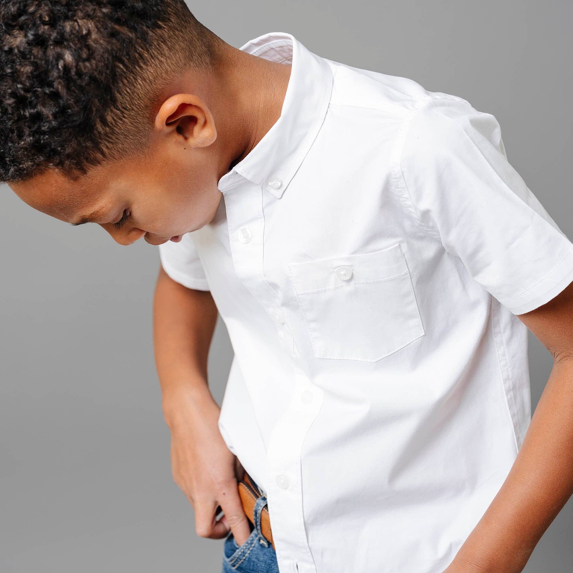 Image of Hope and Henry - Organic Stretch Poplin Short Sleeve Shirt