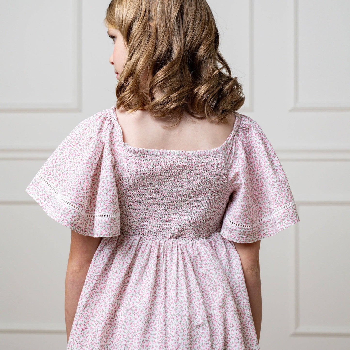 Hope and Henry - Organic Smocked Bell Sleeve Dress
