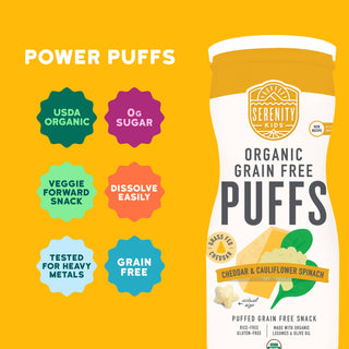 Serenity Kids Cheddar & Cauliflower Spinach Organic Grain Free Puffs
