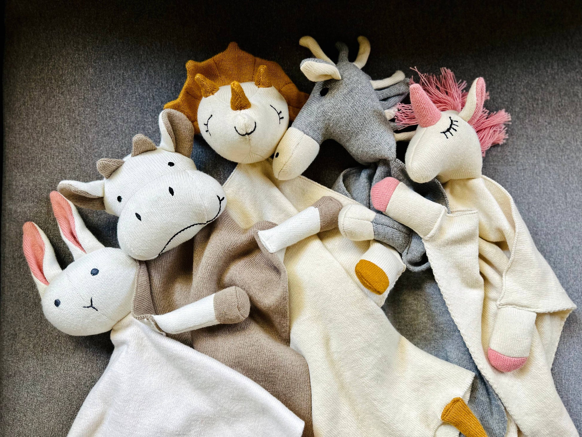 Bunny -Organic Baby Lovey Security Knit Blanket Cuddle Cloth