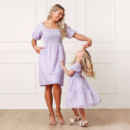 Smocked Bubble Sleeve Dress