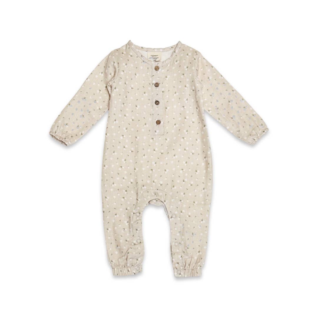 Image of Ditsy Floral Button Baby Jumpsuit