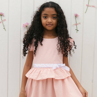 Hope and Henry - Organic Seersucker Ruffle Sleeve Peplum Dress