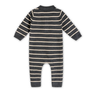 Viverano Organics - Bear Face Stripe & Collar Knit Baby Jumpsuit (Organic)