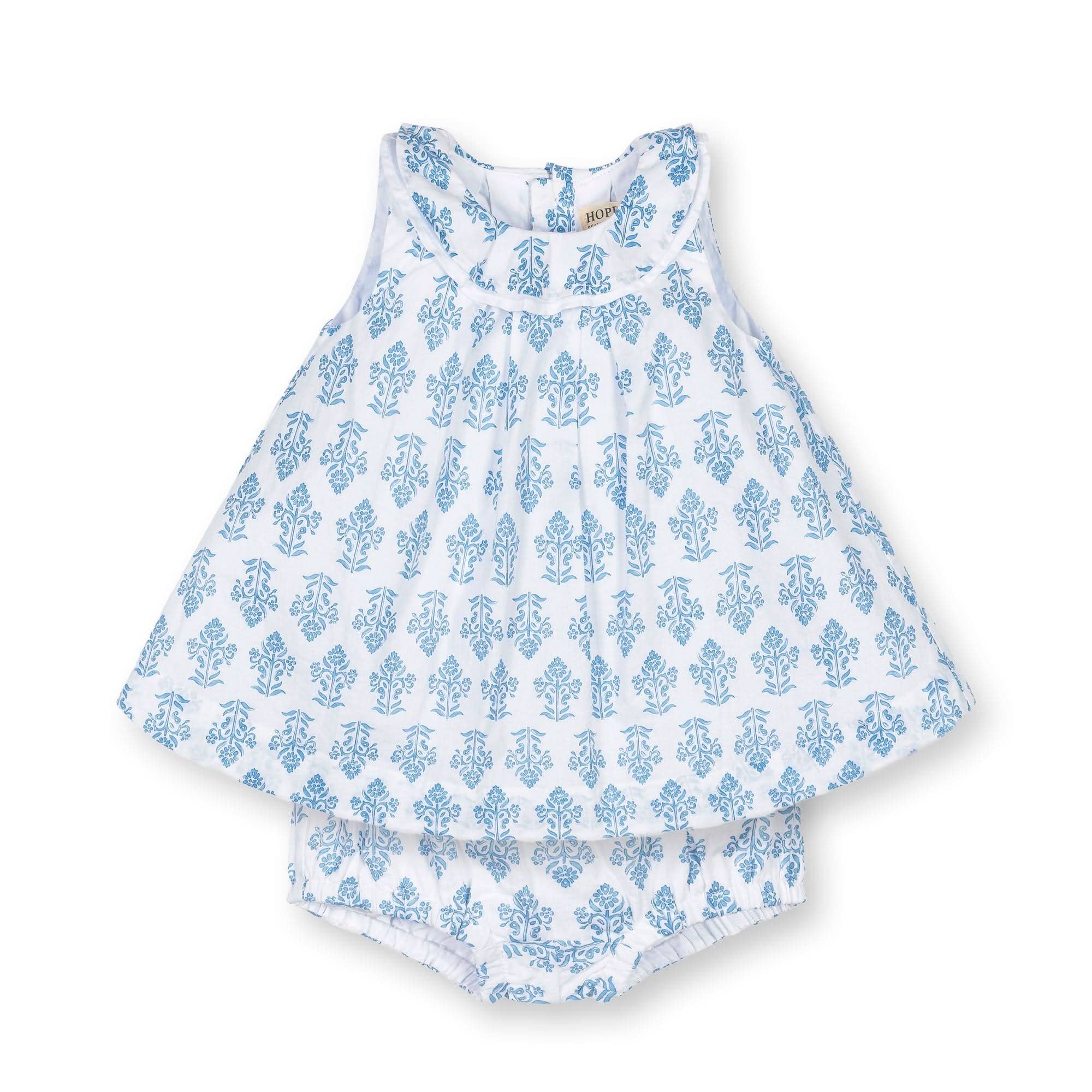 Image of Hope and Henry - Organic Ruffle Collar Dress and Bloomer Set
