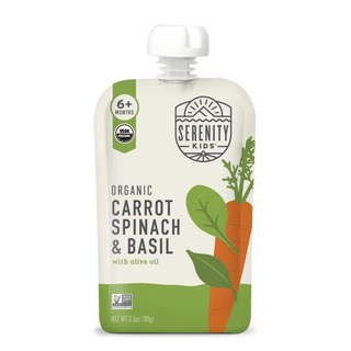Serenity Kids Organic Carrot, Spinach & Basil with Organic Olive Oil Pouch