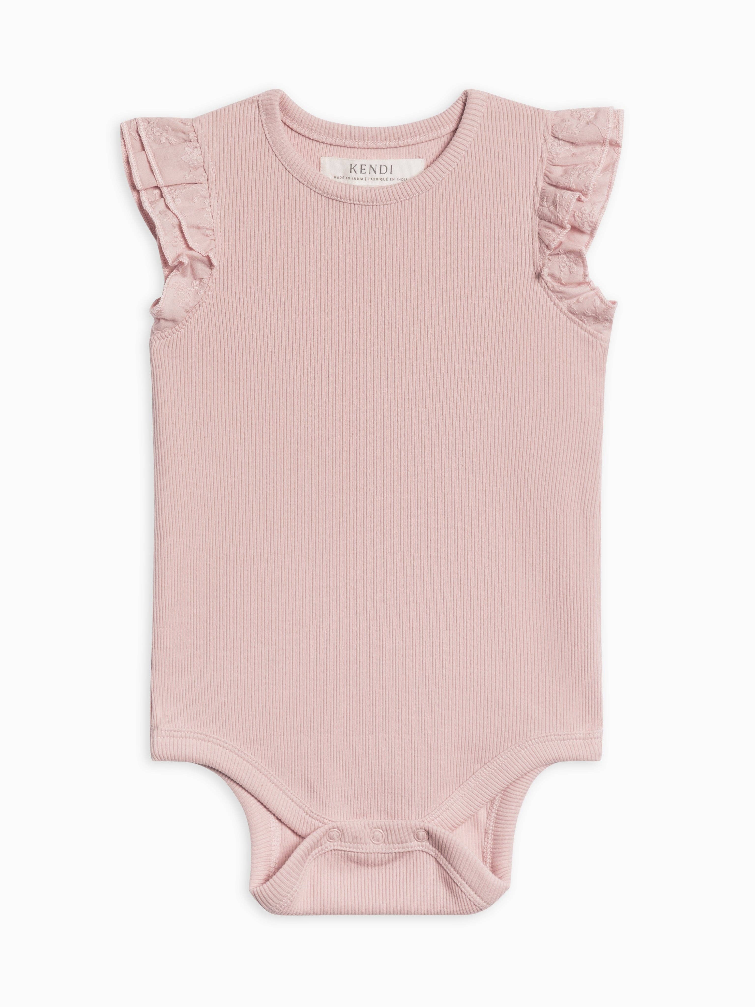 Maggie Ribbed Bodysuit with Eyelet Ruffle