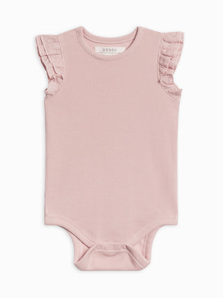 Maggie Ribbed Bodysuit with Eyelet Ruffle