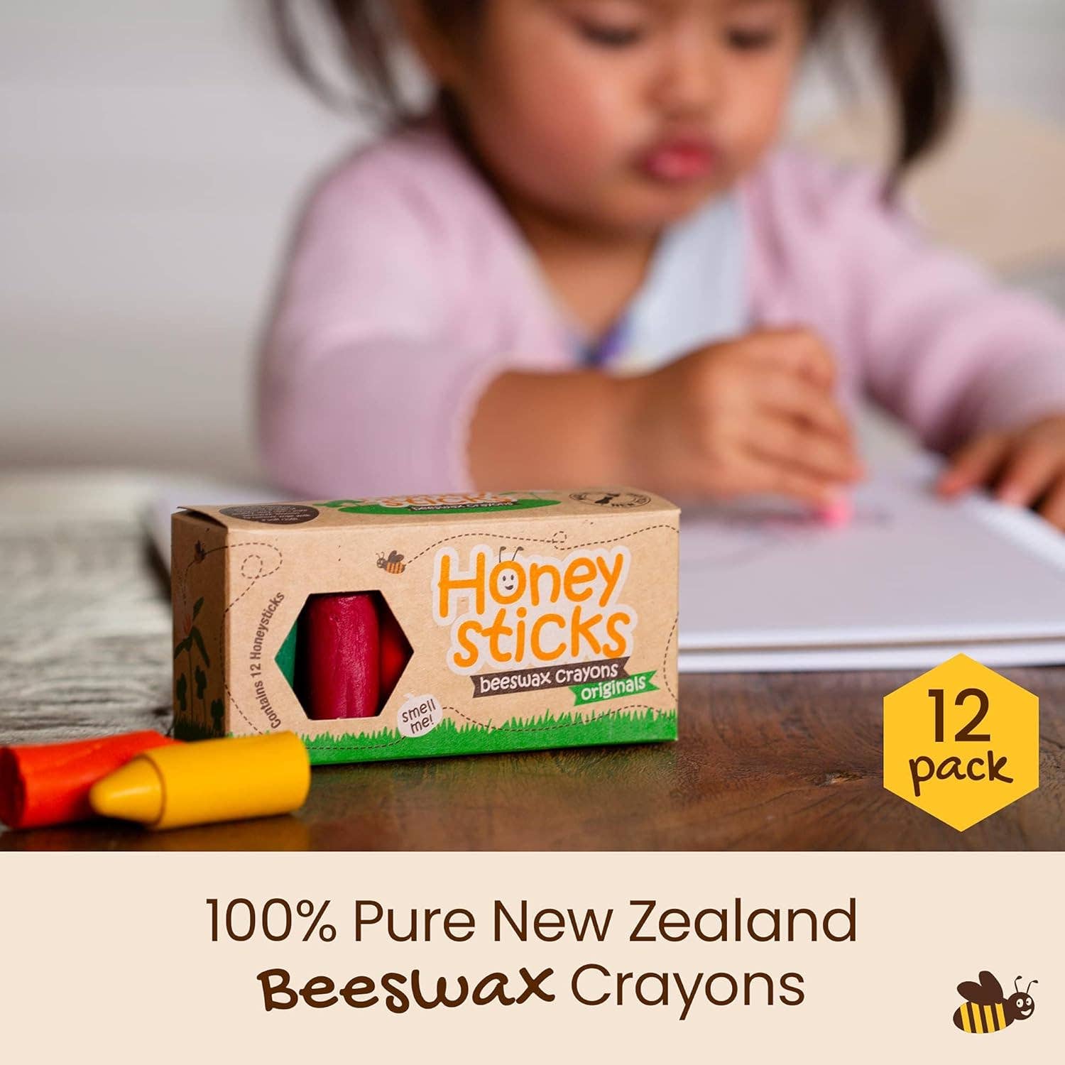 Image of Honeysticks - Honeysticks 100% Pure Beeswax Crayons (12 Pack) - Non-Toxic