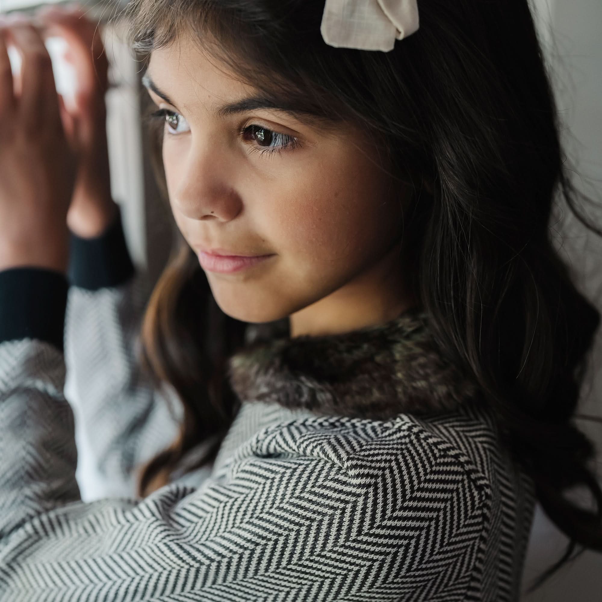 Image of Faux Fur Cardigan and Skirt Organic Sweater Set
