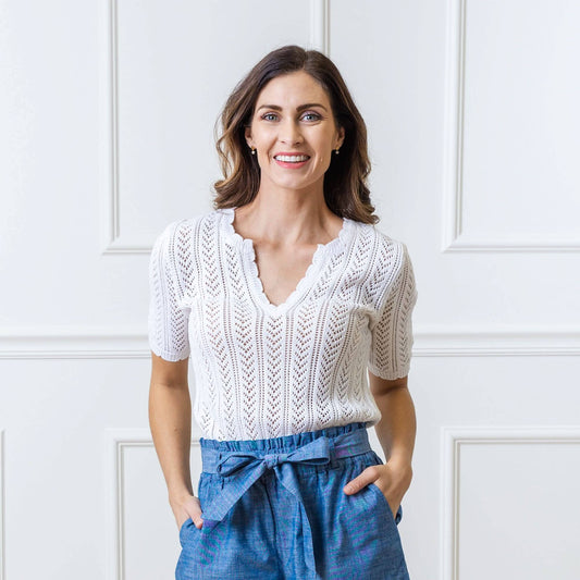 Hope and Henry - V-Neck Pointelle Sweater