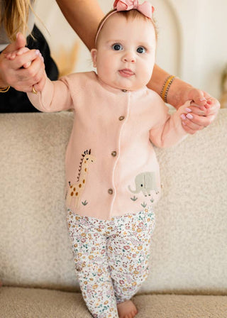 Viverano Organics - Animal Safari Embroidered Baby Cardigan Sweater (Organic)
